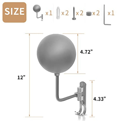 Motorcycle Helmet Rack, Helmet Holder Wall Mount 180° Rotation Hanger with 2 Hook for Coats, Caps, Motorcycle Accessories (Grey, 1 PCS)
