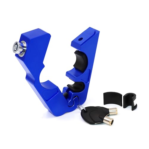 CHIFUN Universal Motorcycle Handlebar Lock CNC Aluminum Handle Bar Grip Throttle Brake Anti-Theft Lock Compatible with ATV Motorbike Scooter Dirt Bike(Blue) - color: Blue