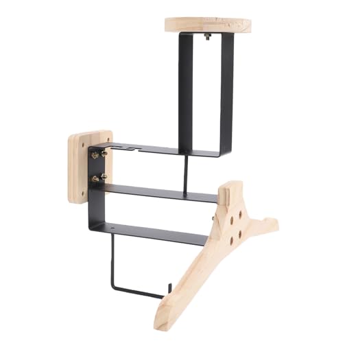 Alomejor Motorcycle Helmet Holder, Solid Wood Iron Wall Mount Hanger for Riding Gear Storage, Multifunctional Rack for Helmet and Jacket in Garage