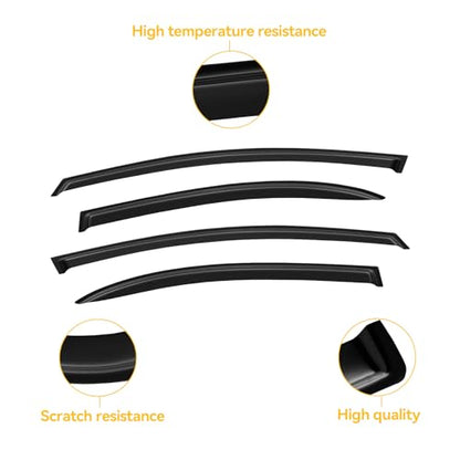 Window Visor for 2006-2011 Honda Civic, Out-Channel Rain Guards Shields Vent Deflector Shade Wind Dark Smoke for 06-11 Civic 2007 2008 2009 2010, Tape-On Outside-Mount, 4PCS - style: For 2006-2011 | Honda Civic | Out-Channel