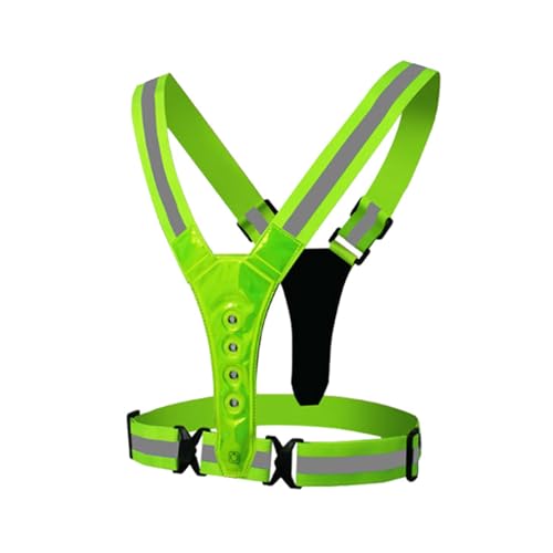 Warning Vest with LED Lights Providing Enhanced in Dark Conditions for Runners and Riders Cyclists Runner Clothing - color: fluorescent green