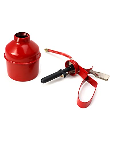 QWORK Steel Pistol Type Oiler - 12 OZ (400ML) Capacity Manual Pump Oil Can, Red, Flexible Tube, 2 Pack