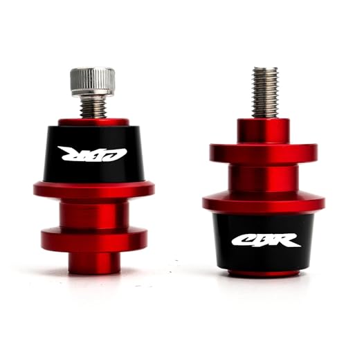 MOWOK Fit for CBR 600RR 1000RR CBR150 CBR100F CBR1000RR CBR600RR CBR1100XX CBR400RR CBR400F CBR450SR CBR900RR CBR954RR Motorcycle Swing Arm Spools Sliders M8 SwingArm stand screws (Red) - color: Red