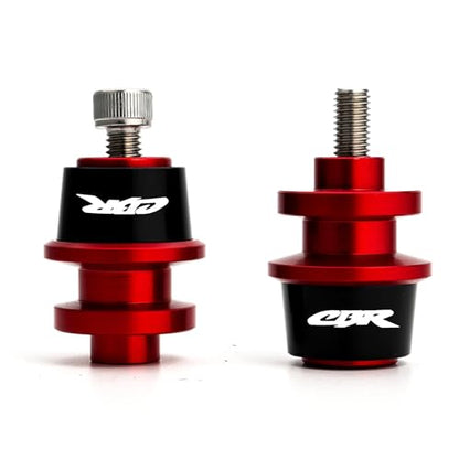 MOWOK Fit for CBR 600RR 1000RR CBR150 CBR100F CBR1000RR CBR600RR CBR1100XX CBR400RR CBR400F CBR450SR CBR900RR CBR954RR Motorcycle Swing Arm Spools Sliders M8 SwingArm stand screws (Red) - color: Red
