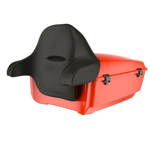 Advanblack King Tour Trunk Pack Compatible with Harley Touring CVO Road Glide, Street Glide, 2023.5 2024 2025 2026 Mounting Rack, Full Backrest & Trunk Liners (Blood Orange) - color: Blood Orange