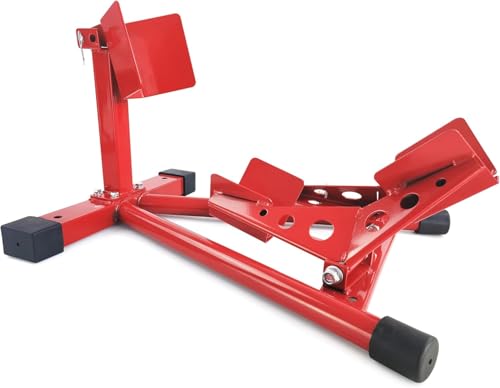 Universal Heavy-Duty Motorcycle Wheel Chock & Stand, 1500 LBS Capacity, Adjustable for 12" to 21" Rims, Ideal for All Motorcycle Transport & Storage, Red - size: 12-21