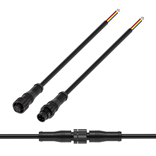 BTF-LIGHTING 4 Pin Electrical Metal nut Connector 20AWG IP68 Male Female Connector 7.87in/20cm Extension Cable for Car,Truck,Boat,Indoor/Outdoor LED Strip Lights/String 15mm Metal Nut Small Size - color: 1to1, size: 4 Pin Small Size