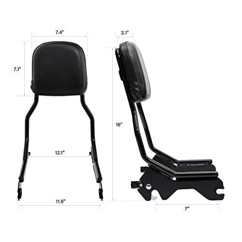 XFMT Motorcycle Detachable Standard Height Sissy Bar Upright Passenger Backrest Pad For Harley Softail Low Rider Sport Glide FXLR FXLRS and FLSB '18-Later, Gloss Black - color: Gloss Black
