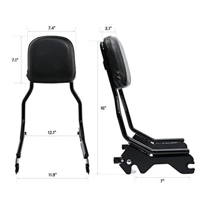 XFMT Motorcycle Detachable Standard Height Sissy Bar Upright Passenger Backrest Pad For Harley Softail Low Rider Sport Glide FXLR FXLRS and FLSB '18-Later, Gloss Black - color: Gloss Black