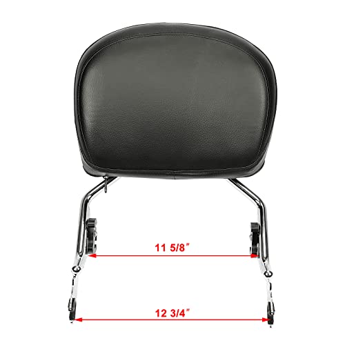ECOTRIC Detachable Passenger Backrest Sissy Bar Compatible with 2009-2024 Harley Touring Road King Street Glide Road Glide Electra Glide Rear Pad Chrome
