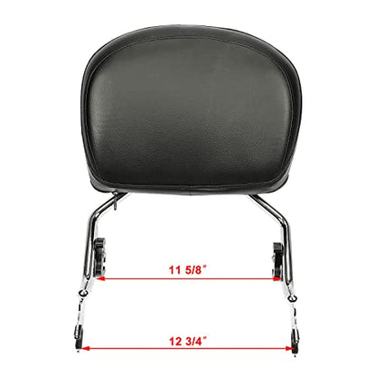 ECOTRIC Detachable Passenger Backrest Sissy Bar Compatible with 2009-2024 Harley Touring Road King Street Glide Road Glide Electra Glide Rear Pad Chrome