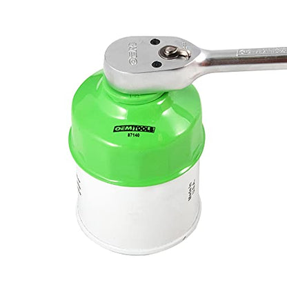 OEMTOOLS 87140 64mm 14 Flute Oil Filter Wrench, Green, 3/8 in Drive, Prevents Slippage, Wide Compatibility - style: 64 mm 14 Flute