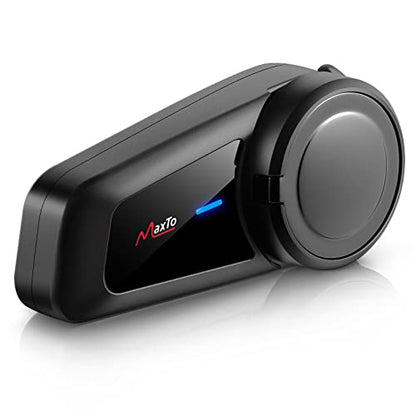 MAXTO Motorcycle Bluetooth Headset M2,Motorbike Helmet Bluetooth 5.0 Headset 6-Way 3280Ft Intercom Communication System with IP65 Waterproof CVC Noise Cancellation Stereo Music FM for All Helmets - size: 1 Pack