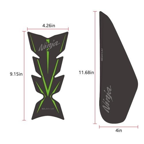 NIGHT CAT Compatible Ninja 400 Ninja 500 Motorcycle Fuel Tank Pad Kit Side Fuel Knee Guard Sticker Fuel Tank ProtectorGreen） - color: Green