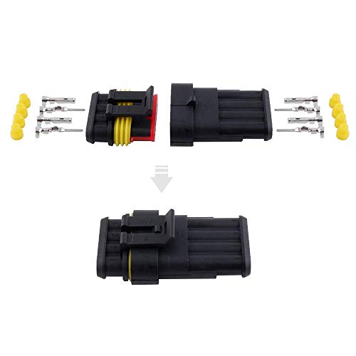 MUYI 10 Kit 4 Pin Way Waterproof Electrical Connector 1.5mm Series Terminals Water Resistend - style: 4pin connector(10 sets)