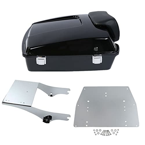 TCMT 5.5" Razor Motorcycle Pack Trunk Backrest Pad Mount Rack Metal Base Plate Fit For Harley Touring 1997-2008 Touring Road King Electra Glide Road Glide Pack Trunk - color: Chrome Lacthes Trunk, size: Set D Chrome Rack