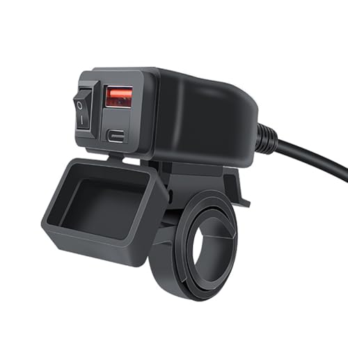 Motorcycle Phone Charger for Harley Davidson Softail Breakout 2013-2024, Dual USB Type-C Port Waterproof Fast Power Adapter with LED Voltage Display and Switch