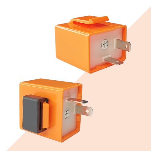 2Pcs 2-Pin 12V Speed Adjustable LED Electronic Flasher Relay Fix Motorcycle Turn Signal Hyper Flash Adjustable Motorcycle LED Turn Signal Hyper Indicator Flasher Relay Replacement