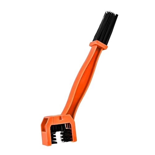 Sun Walker Motorcycle Chain Brush, Double-Ended Motorbike Cleaning Tool with Three-Sided Bristles, Plastic Chain Scrubber Dirt Removal Tool for Motorcycle Bicycle Mountain Bike (Orange) - color: Orange