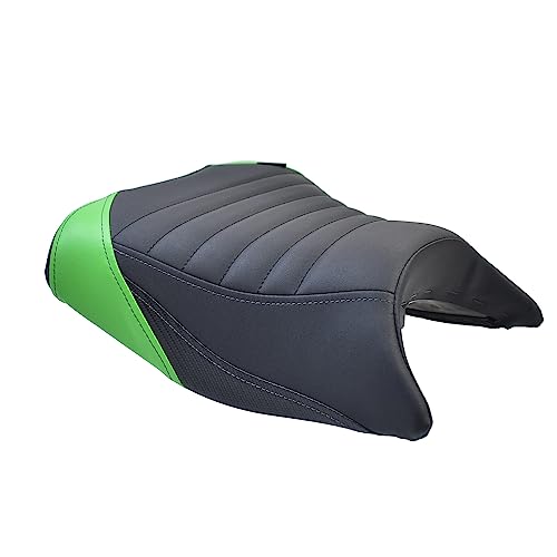Upgrade Soft PU leather Front Driver Rider Seat Passenger Pillion Seat Cushion Comfortable compatible with Kawasaki ninja 400 Z400 Z-400 Accessories 2018-2024 (Front+Rear Seat-Green) - color: Front+Rear Seat-Green