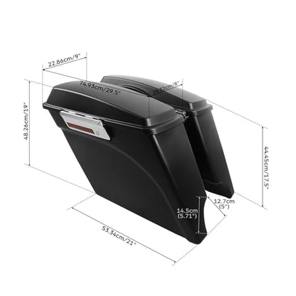 XMT-MOTO Stretched Hard Saddlebags Saddle bags for Harley 1994-2013 Touring models road glide, road king, ultra, street glide, electra glide and 1984-2017 Softail models,Matte Black - color: Matte Black, size: Stretched