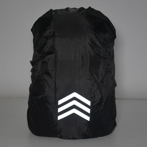 Night Safety Reflective Backpack Rain Cover Waterproof for Camping Hiking Cycling 30-40L Black(M) - size: M