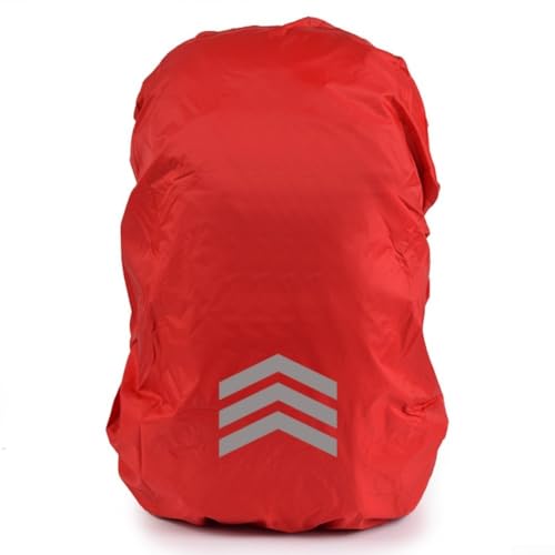 FABULETTA Reflective Backpack Rain Cover for Safe Night Cycling Adventures, Waterproof Protection with Elastic Straps, Lightweight Portable Gear for Hiking Camping(XL Red) - color: Red, size: XL