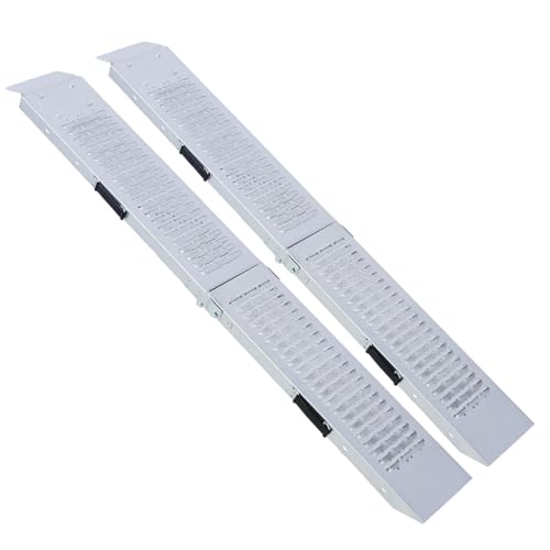 63" L Folding Steel Loading Ramps 950 lbs Capacity (Pack of 2), Heavy Duty Galvanized Ramps with Safety Straps & Gloves, Portable Non-Slip Ramps for ATV, Motorcycle, Lawn Mower, Tractor