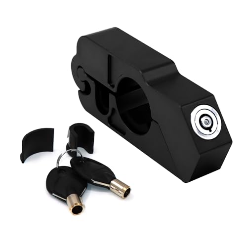 CHIFUN Universal Motorcycle Handlebar Lock CNC Aluminum Handle Bar Grip Throttle Brake Anti-Theft Lock Compatible with ATV Motorbike Scooter Dirt Bike(Black) - color: Black