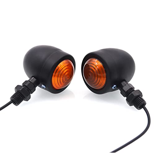 Universal Motorcycle Turn Signals Bullet Blinker Indicator Lights Amber Lamp Light for Sportster Cruiser Bobber Chopper Harley Honda Yamaha Kawasaki Suzuki BMW (1 PAIR) (BLACK) - color: BLACK