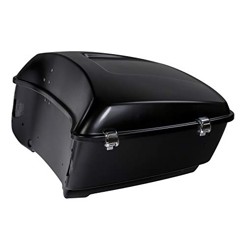 TCMT Black Denim 13.7" King Trunk W/Latch Key with Speaker Cut Outs Fit For Harley Trunk Touring CVO Road King Road Glide Street Glide Electra Glide Ultra Limited 2014-2025 - color: Black Denim(W Speaker Holes)