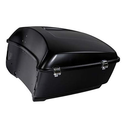 TCMT Black Denim 13.7" King Trunk W/Latch Key with Speaker Cut Outs Fit For Harley Trunk Touring CVO Road King Road Glide Street Glide Electra Glide Ultra Limited 2014-2025 - color: Black Denim(W Speaker Holes)