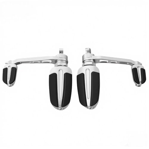2 Pack Motorcycle Highway Foot Pegs Compatible With Harley Engine Guard 1.25 In Crash Bar Mount, Adjustable Angle Rider Rest Pegs, Non Slip Rubber Inserts, For Touring Long Distance Riding