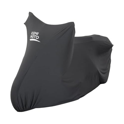 KEMIMOTO Indoor Motorcycle Cover Soft Stretch Dustproof Covers Fit for Side Top Box Touring Ultra Limited Adventure Street Road Electra Glide Road King Chieftain Goldwing 1800 R 1250 RT Roadmaster - size: XL(106 x 41 x 56 inches)