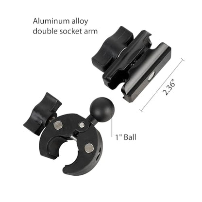 1" Ball Adapter for Handlebar Clamp Mount Base with 2.36" Double Socket Arm, Compatible with RAM B Size Mounts & Bike Motorcycle Phone Mount Holder (Handlebar Clamp w 2.36” Arm) - style: Handlebar Clamp Base With 2.36" Arm