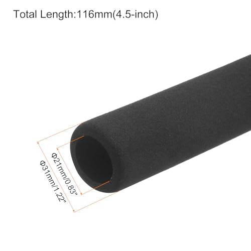 MECCANIXITY Foam Grip Tubing Handle Grips 21mm ID 31mm OD 4.5" Black for Pipe Insulation, Utensils, Fitness, Tools Handle Support - size: 21mm x 31mm