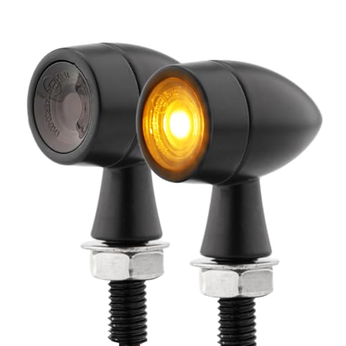 TSUNG Mini Motorcycle Turn Signals Light LED Micro Blinkers for Front/Rear Universal Aftermarket Small Indicator for Cafe Racer Bobber Cruiser Street Bikes (E-Black Amber) - color: E-Black Amber