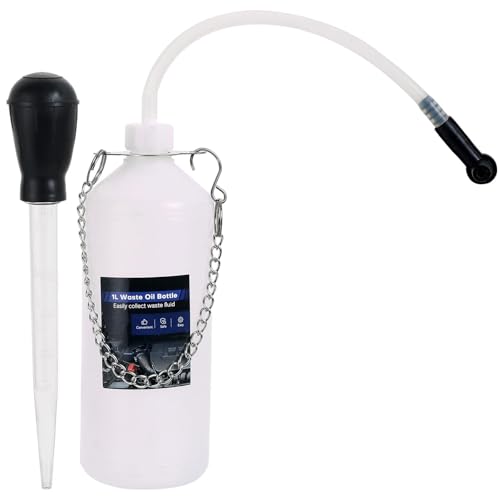 DASBET 1L Brake Bleeder Bottle & 30ml Fluid Extractor | Universal Brake Fluid Bleeding Tool with 23 inch Hose and Rubber Connector for Collect Brake Fluid for Car, Motorcycle, and ATV
