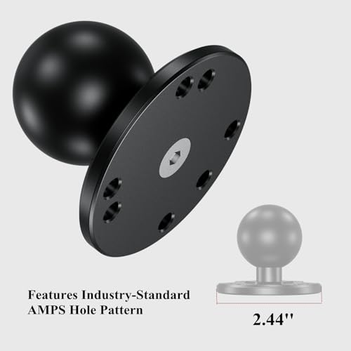 BRCOVAN 2 PCS, 1.5'' Ball Mount with Aluminum Alloy AMPS Hole Round Plate | Compatible with RAM Mounts C Size 1.5 Inches Ball Double Socket Arm