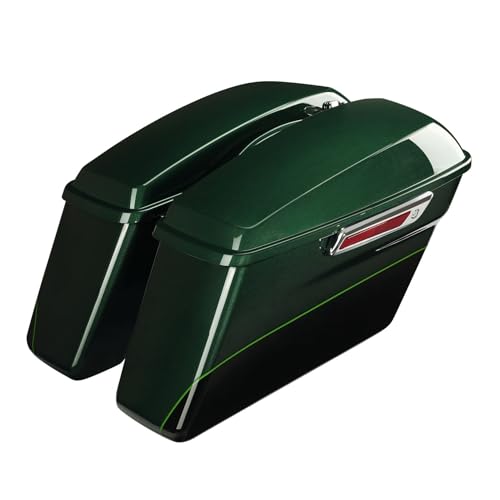 HR3 Deep Jade Pearl/Vivid Black Hard Saddlebags Compatible with 2015 Ultra Limited FLHTK (Replace for OEM) Fit for 2014-2023 Harley Touring Models - color: Deep Jade Pearl / Vivid Black