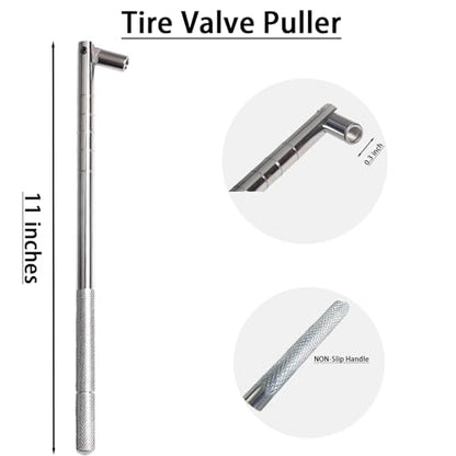 Valve Stem Puller and Installer, 24Pcs Tr413 Snap-in Tire Valve Stems, 10Pcs Valve Cores, 10Pcs Tire Valve Caps and Valve Core Removal Tool