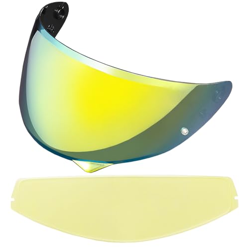HJ-34P Helmet Visor Replacement for HJC C10.Motorcycle Helmet Shield UV Protection Compatible with HJC C10 (Revo Deep Gold+Anti Fog Film) - color: Anti Fog Film+revo Deep Gold