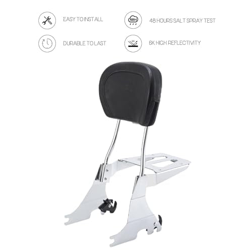 Kinglemc Sissy Bar backrest Luggage Rack for Harley Sportster XL883 XL1200 883 1200 Iron Superlow with Lock with Docking Hardware (Chrome) - color: Chrome
