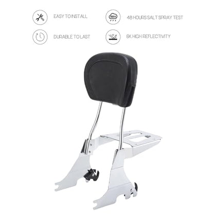 Kinglemc Sissy Bar backrest Luggage Rack for Harley Sportster XL883 XL1200 883 1200 Iron Superlow with Lock with Docking Hardware (Chrome) - color: Chrome