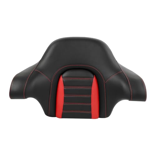 HR3 Wrap Around Backrest Pad for King Trunk Chopped Trunk Compatible with 2014-later Harley Touring Road King Road Glide Street Glide Electra Glide (Red Stitches) - color: Red Stitches
