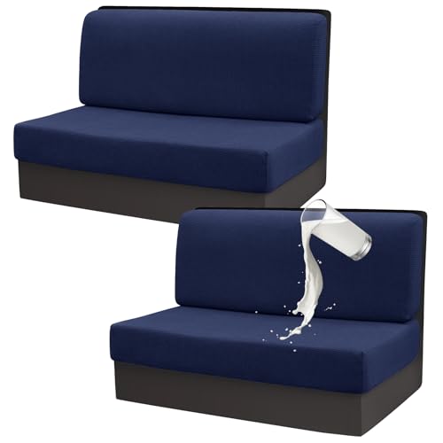 Gollense RV Dinette Cushion Covers Set of 2, Waterproof Stretch Camper Cushion Covers, Sectional Replacement RV Seat Covers for Trailer Couch, Includes 2 Backrest Cover & 2 Bench Cover (Navy) - color: Navy