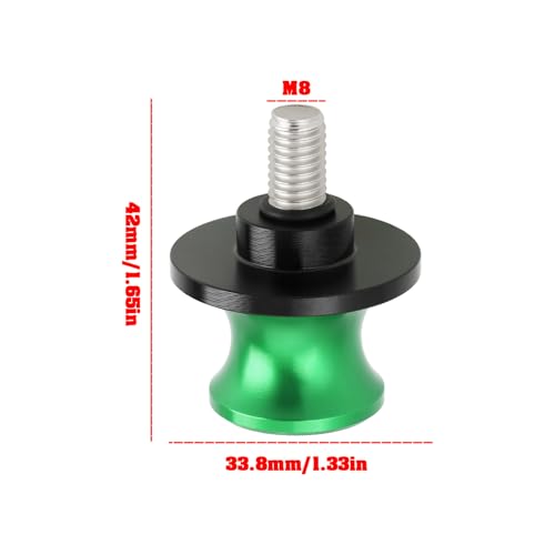 SING F LTD Motorcycle M8 Rear Swingarm Spools Sliders Swing Arm Stand Screw Compatible with Kawasaki Z900 / RS 2017-2025, Green - color: Green