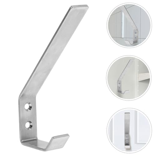 Sosoport Motorcycle Helmet Rack Wall Mount with Stainless Steel Double Hooks, Space-Saving Helmet Hanger for Motorbike Jackets, Easy Installation with Mounting Hardware, Silver Hat Holder