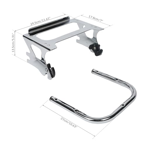 TCMT King Motorcycle Trunk Box Backrest Pad Top Rack Mounting Rack Speakers Fit For Harley Touring 1997-2008 Electra Glide Road Glide Street Glide Pack - color: With Speaker Holes: Style E Chrome Rack