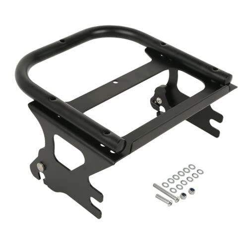 TCMT King Motorcycle Trunk Box Backrest Two Up Mounting Rack Top Rack Fit For Harley Touring 1997-2008 Electra Glide Road Glide Street Glide Pack - color: No Speaker Holes: Style F Black Rack
